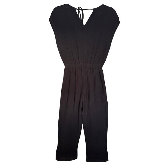 Xirena NWOT Nell Jumpsuit Wide Leg Crinkled V Neck Cotton Black Size Small - Picture 8 of 13